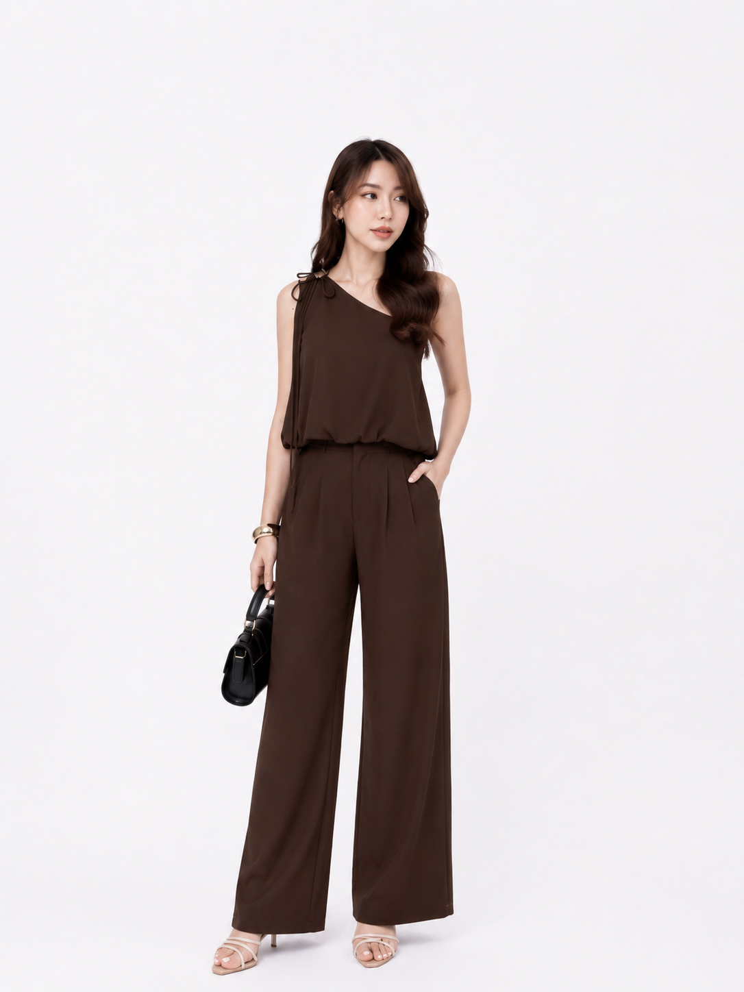 One-Shoulder Wide Leg Jumpsuit