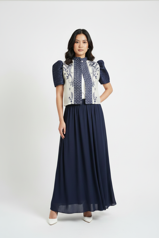 Bolero with Long Navy Skirt