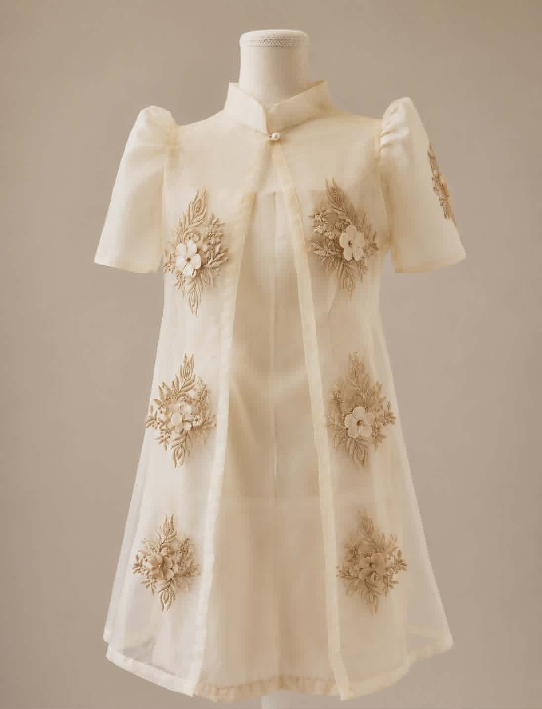Bloom Floral Embroidered Coat and Strap Dress