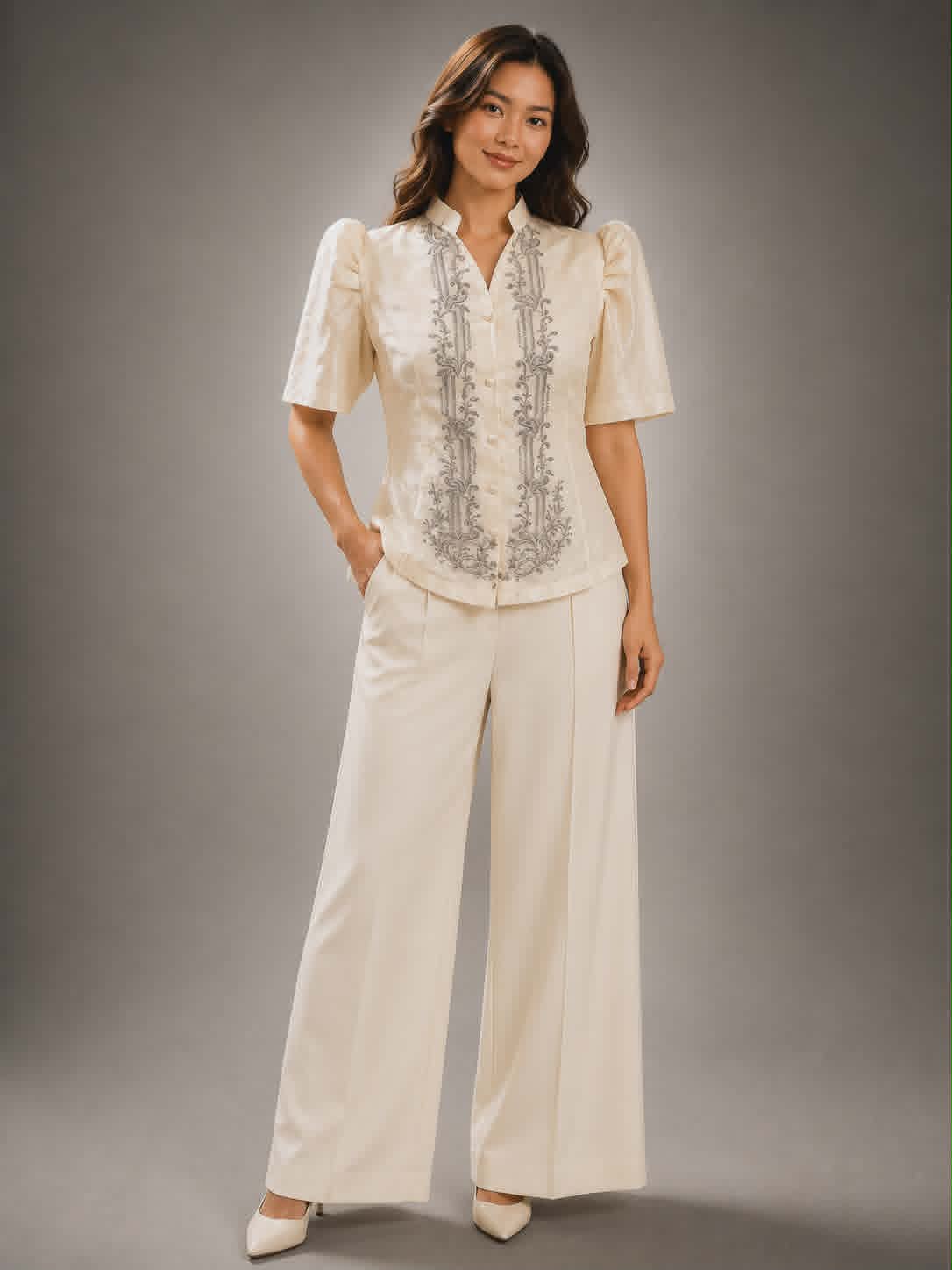 Silver Vine Embroidered Bolero