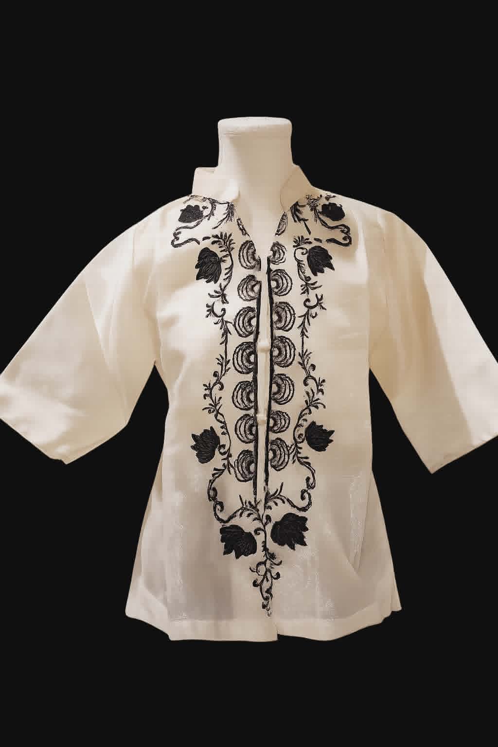 Black Rose Floral Embroidered Blouse