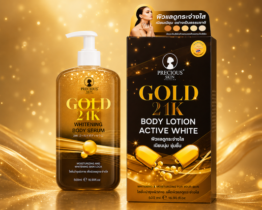 Precious Skin Gold 24K Body Lotion Active White & Whitening Body Serum Bundle