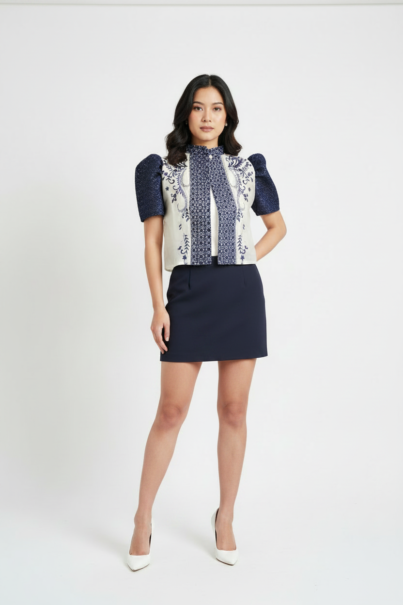 Bolero with Short Navy Skirt