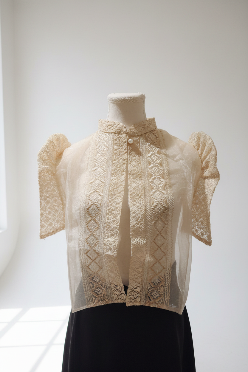 Cream Lace Bolero - Studio Background